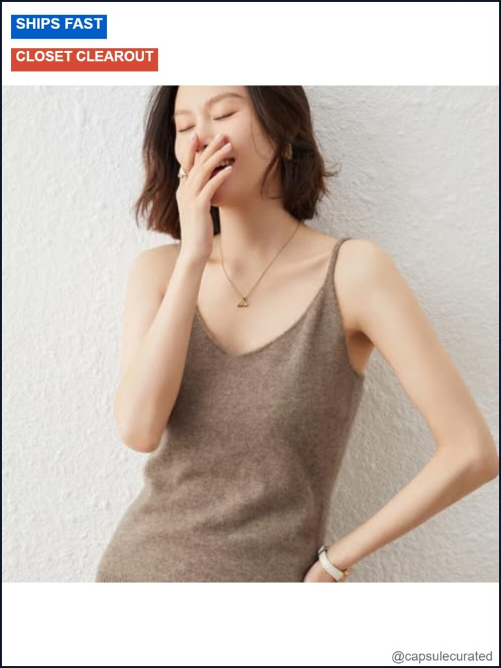 Sleeveless Cashmere Blend Knit Vest Pullover - Picture 3 of 4